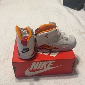 Nike Kids White and Orange Sneakers
